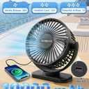 Cruise Approved Magnetic Fan with 12000mAh Rechargeable Battery, Cruise Fan with 3 Speeds, Timer, Led Lights, Power Output & Bottom Hook, Portable Fans for Camping Travel Cruise Essentials