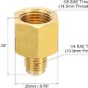 PATIKIL 1/4 SAE Male x 3/8 SAE Female Brass Flare Tube Fitting, 2 Pack Pipe Fitting Reducer Gas Adapter Hex Coupling with Sealing Tape for HVAC Fuel Oil Air Natural Gas Line Connection