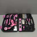 URASISTO Pink Household Tool Set with 3.6V USB Electric Screwdriver, 136 PCS Home Tool Kit with Cordless Lithium-ion Drill Driver, Hand Tool Kits for Women