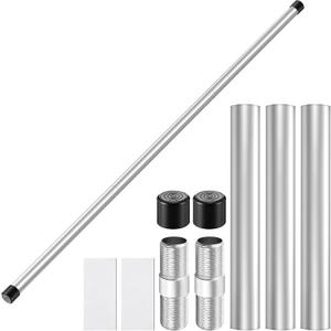 Color Guard Flag Pole 6ft Lightweight Aluminum Color Guard Flagpole for Performance and Practice, 3 Section Splicing Design with End Caps and Fastener Straps, Silver Professional Flag Pole