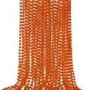 SHAOQINLIN 12 PCS Orange Bead Necklaces, Orange Mardi Gras Beads, Halloween Necklaces, 33 Inch Party Beads Necklace Round Beaded Necklace for Mardi Gras, Christmas, Halloween