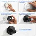 Suction Cup Hooks Stainless Steel Shower Hooks No Drill Towel Hooks Removable Wreath Hanger for Front Door, Bathroom Wall, Kitchen, Glass, Mirror (2 Pack) (Black)