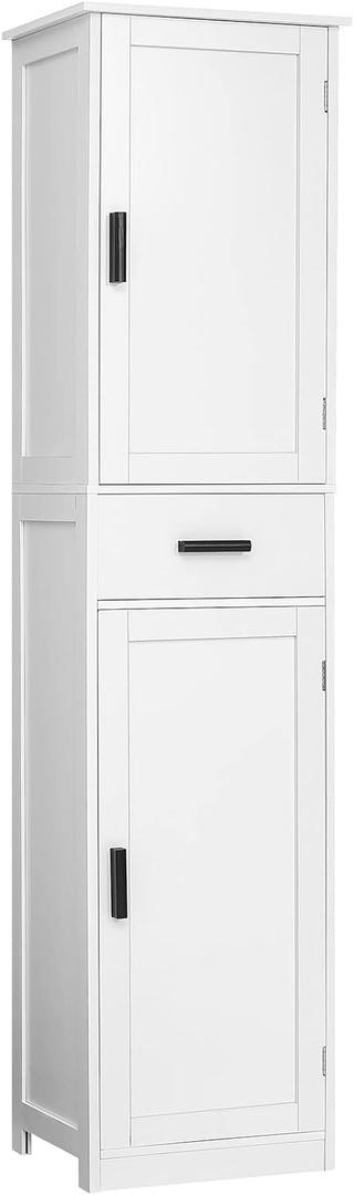 usikey 67'' Tall Bathroom Cabinet, Storage Cabinet with 4 Shelves & 2 Doors, Narrow Storage Cabinets for Bathroom, Living Room, Home Office, White