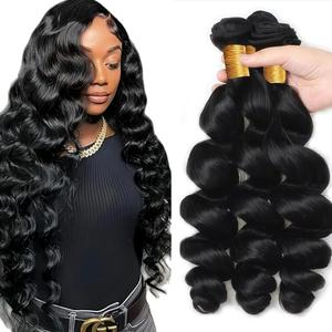 22 24 26 Inch #1B Loose Wave Bundles #1B Natural Black Loose Wave Bundles Human Hair Unprocessed Virgin Human Hair Bundle 150g