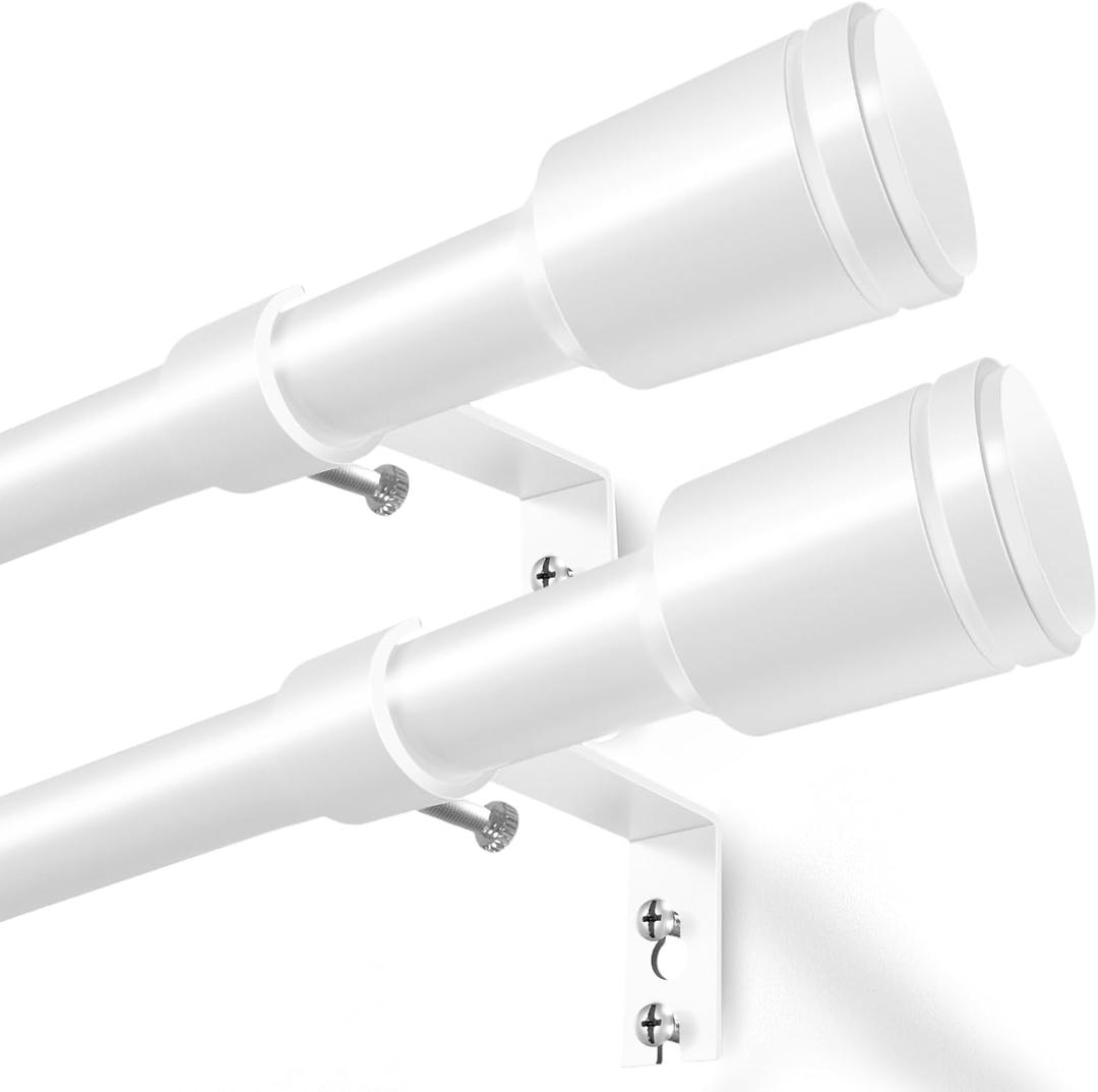5/8” Diameter Curtain Rods 30-90 Inch, for 3084 Inch Windows, Adjustable Splicing White Curtain Rods for Windows with Brackets, Window Rod Long Small Curtains Rod, 2 Pack
