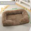 Orthopedic Dog Bed for Medium Dogs - Washable Memory Foam Pet Sofa, Fluffy Plush Rectangular Bed, Waterproof Anti-Anxiety Couch, Khaki, M
