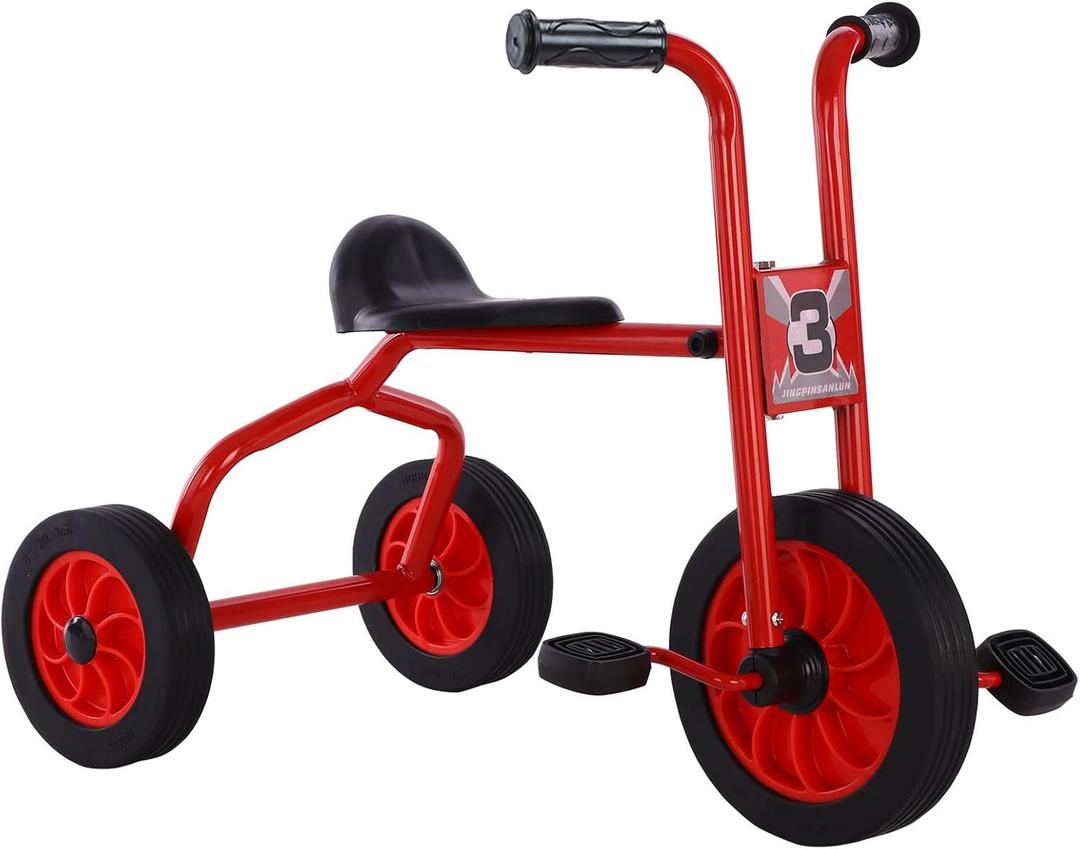 Kids Tricycle for Rider Age 2+,Big Kids Trike with Rubber Wheels,Metal Kids Tricycle Preschool Kids Bike,Inflation-Free Rubber Wheels,Carbon Steel Frame