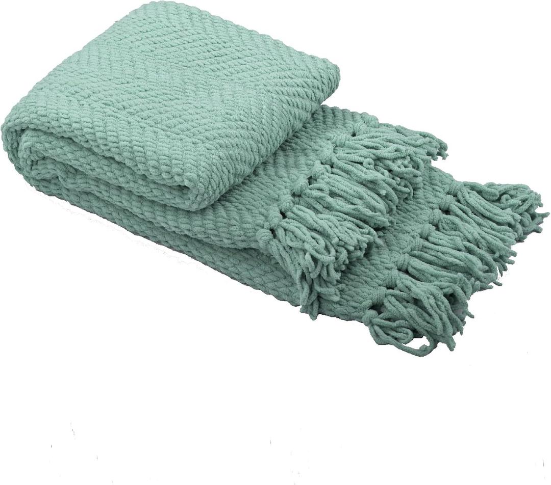 Home Soft Things Throw Blanket Knitted Tweed Throw 50'' x 60'', Silver Blue, Super Soft Cozy Warm Comfortable Breathable Throw for Living Room Chair Couch Bed Sofa Bedroom Home Dcor