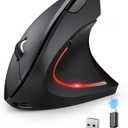 TECKNET Ergonomic Mouse, Wireless Rechargeable Vertical Mouse for Carpal Tunnel Right Hand, 4800 DPI 5 Adjustable Levels 2.4GHz with USB-A Receiver, Silent Click, for Laptop, PC, Desktop (Not USB-C)