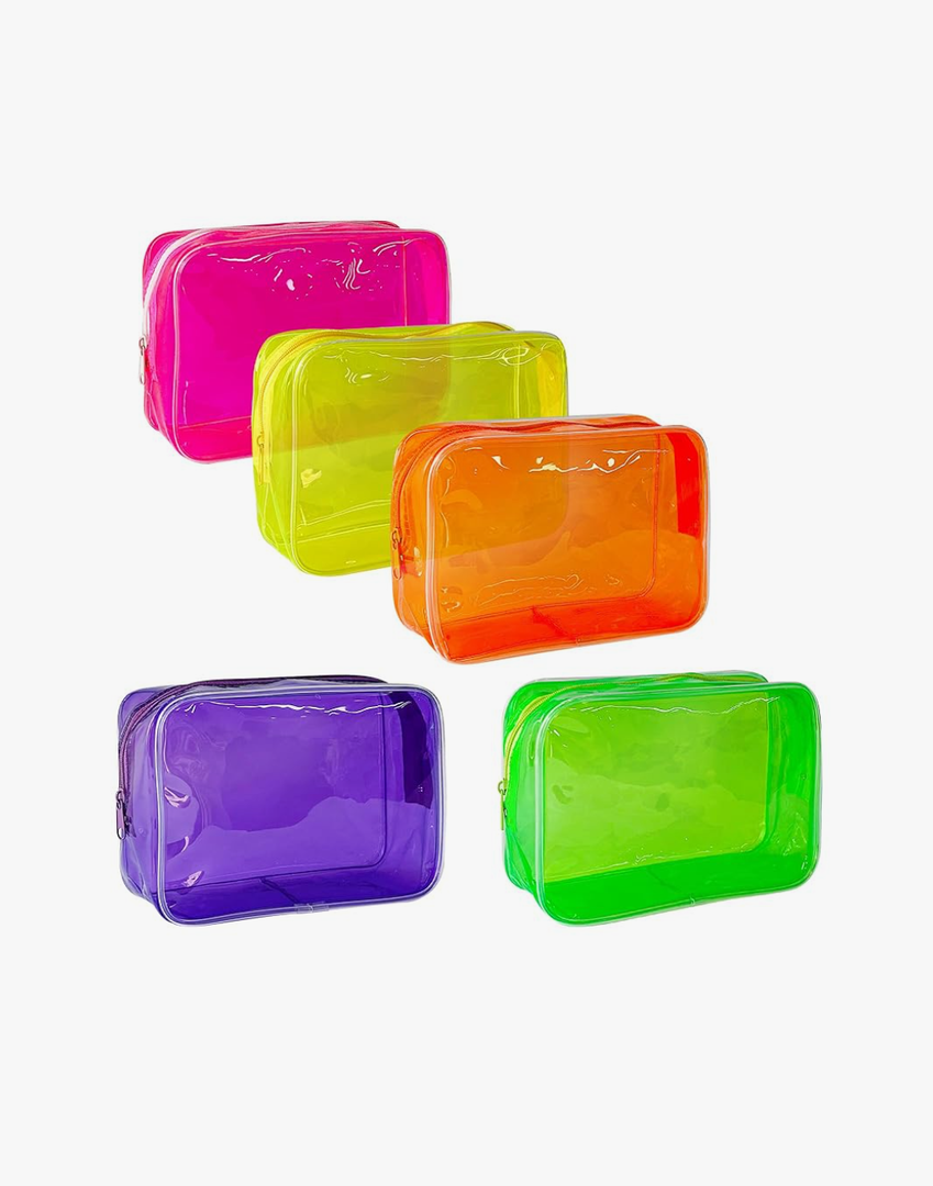 TotePrint 6 PCS Portable Waterproof Solid Makeup Bag Set for Travel, Clear Makeup Bag with Zipper for Purse Brush Bag Pen Pouch
