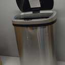 BestOffice | 13 Gallon Trash Can with Lid | Automatic Touchless Garbage Can | Odor Control | Modern Oval Design | Easy to Clean | Stainless Steel | Fits Any Kitchen, Bathroom, Office or Home