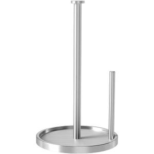 Paper Towel Holder Countertop, Standing Paper Roll Holder with Anti Slip Weighted Base, Stainless Steel Freestanding Paper Towel Holder for Kitchen, Silver