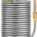 UNCO- Stainless Steel Metal Hose with 4 Function Brass Nozzle, 75 ft, No Kink, Metal Garden Hose