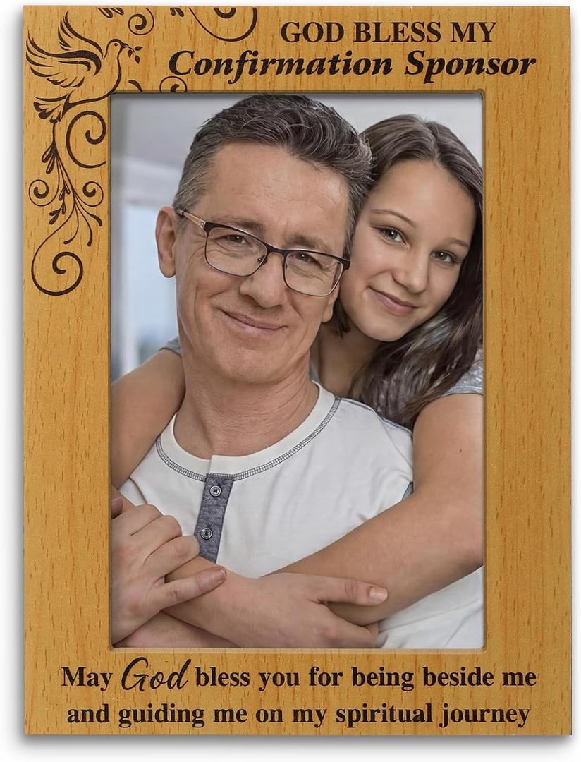 Gerrii God Bless My Confirmation Sponsor Picture Frame Confirmation Sponsor Gifts May God Bless You for Being Beside Me and Guiding Me on My Spiritual Journey Thank You Gift for Display Photo 4" x 6"