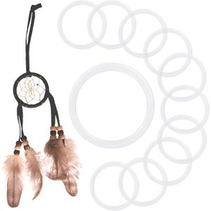 Framendino, 20 Pack 2 Inch Clear Plastic Dream Catcher Ring Round Floral Hoops Circle Hook for DIY Crafts