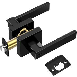 TICONN Matte Black Door Handle Heavy Duty, Reversible Square Door Lever for Bedroom, Bathroom, Rooms (Privacy, 1 Pack)