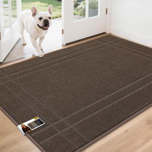 JSEI Door Mat for Entrance, TPR Non-Slip Backing, 36" x 60", Light Brown | Washable Low Profile Doormat for Front Door & Back Door, Absorbent Entryway Rugs for Wet Shoes & Dirty Paws