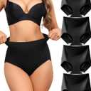 LEVAO Women's Tummy Control Underwear - High Waist Seamless Panties for Postpartum, No Show Briefs, 4 Pack (S-3XL) (XXL)