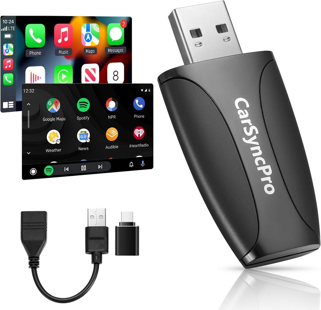 Benz Wireless CarPlay Adapter, Wireless CarPlay/Android Auto for Mercedes with Wired CarPlay, USB-C/USB-A, Quick Auto-Connect, Stable Control,(A/C/E/S/CLA/CLS/GLA/GLB/GLC/GLE/GLS/G-Class)