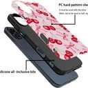 Generic Case for iPhone 16 Pro Max - [Drop Protection Phone Cover] - Hybrid Case for Girl Women - Cherry Ribbon Bow Fruit Pink