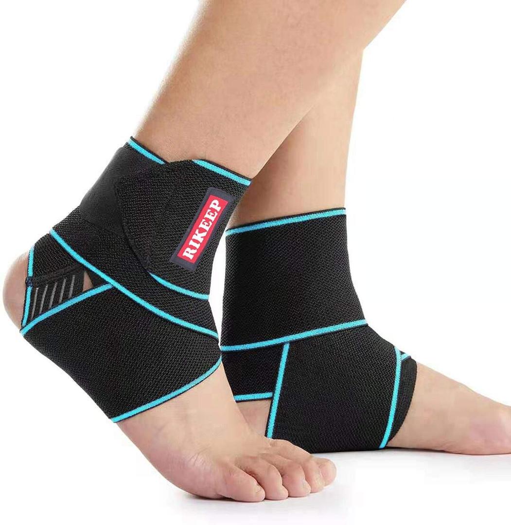 Candy Li Ankle Brace for Sprained Ankle, Ankle Support for Women & Men, Adjustable Compression Wrap Breathable Nylon Super Elastic & Comfortable for Sports Blue(1 Pair)