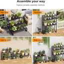Metal Heavy Duty Plant Stand Indoor Outdoor,3 Tier Ladder Plant Stands Riser,Wrought Iron Plant Shelves for Multi Large Pots,Black Tiered Flower Display Holder for Living Room,Patio,1-Pack