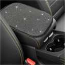 DXNQ Bling Car Armrest Cover, 11.8"8.5" Crystal Rhinestone Auto Center Console Protective Cover, Bling Charming Arm Rest Cushion Pad for Most Cars SUVs Trucks, Car Accessories (Black&White)