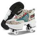 Roller Skate Shoes for Women Kids Roller Shoes Boy Girl Sneakers with Retractable Wheels Breathable Roller Skates Shoes for Christmas Birthday Children Show Gift (Brown, 8.5)
