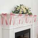 Riceshoot 24 Pcs Mini Satin Bows & 27ft Pearl Garland Banner, Rose Gold