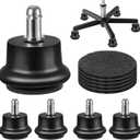 Bell Glides Replacement Office Chair, Caster Wheels Stopper Chair Feet with Separate Self Adhesive Felt Pads, Wheel for Carpet, Black (Short Fixed Feet-5PCS)
