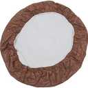 PRETYZOOM Elastic Band Round Table Cover Flannel Backed PVC Water-Proof Decorative Tablecloth for Dining Brown 30"