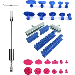 U/D Dent Repair Kit - 2 in 1 Dent Puller Paintless Dent Repair with T-bar Dent Removal Kit,22 Glue Puller,2 Stainless Steel Grooves,2 Short Puller Lines and 2 Long Puller Lines