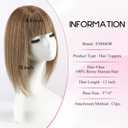 EMMOR Human Hair Toppers for Women with Thinning Hair with Bangs 12inch Skin Scalp 5"6" Big Base Cover Hair Loss Top Hairpieces Wiglets(Ash Brown)