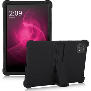 ATOOZ Silicone Case for T-Mobile Revvl Tab 5G Tablet 10.36 Inch,Revvl Tab 5G 10.36 Case for Kids with Adjustable Bracket (Black)