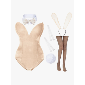 Anime Womens Bunny Girl Costume One Piece Bodysuit Halloween Cosplay Catsuit Bunny Headband Stockings Set, Size: XL