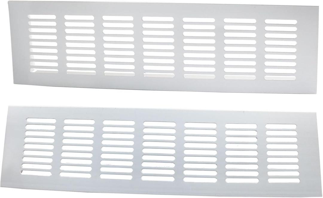 2 Pcs Air Vent Grille Cover, 12 x 3 Inch / 300 x 80mm Silver Rectangle Vent Cover, Stainless Steel Grill Cover for Ceiling, Wall, Cabinet, Cupboard Wardrobe Ventilation