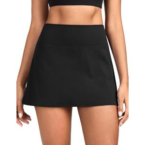 Colorfulkoala Dreamlux Skirts for Women High Rise Athletic Golf Tennis Skorts Built-in Shorts with Pockets (Black, XS)