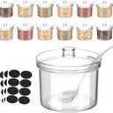 12 Pieces 7.1 oz Acrylic Sugar Containers With Label, Clear Sugar Bowl with Lid and Spoon, Toppings Containers for Salt, Tea, Spices, Coffee and Condiments