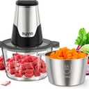 Syvio Food Processors with 2 Bowls, Meat Grinder 4 Bi-Level Blades, Mini Electric Food Chopper 450W, for Baby Food, Meat, Onion, Vegetables, 2 Speed, 8 Cup and 8 Cup
