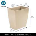 iDesign Small Plastic Bathroom Trash Can, Slim Rectangle Garbage Bin for Bedroom, Office, Dorm, Brown (Taupe)