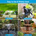POPOSOAP 6.5W Solar Fountain Pump for Bird Bath Built-in 3000mAh Battery Backup, DIY Solar Water Fountain with Double-Layer Nozzles & Dry-Run Protection 5Ft Tubing for Ponds, Bird Bath, Water Features