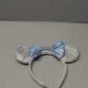 XINXIYAN Mouse Ears Headbands for Women Glitter Sequin Mouse Ears Bow Headband Birthday Party Princess Decoration (Silver)