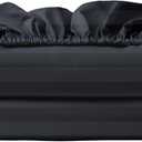 2-Pack 100% Egyptian Cotton Fitted Sheet TwinXL Size, 600 Thread Count Cotton Fitted Sheet Only,8-16" Deep Pocket Sheet, Soft & Elastic Sateen Weave Bottom Sheet (Black-Stripe)