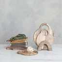 Creative Co-Op 3-Piece Round Mango Wood Cutting Boards in Various Sizes with Stand, Natural