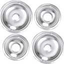 New Drip Pan Burner Stove Top Chrome Drip Pan, Stove Drip Pans Replacement Compatible for Most Plug-in Electric Ranges Whirlpool Frigidaire Kenmore include 2 * 6in and 2 * 8in
