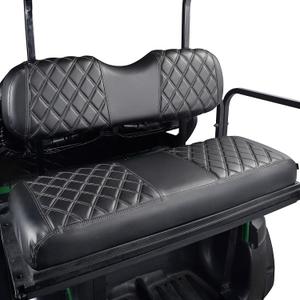 NOKINS Golf Cart RS Diamond Seat Cover for Standard Seat Cushion Aftermarket Back Seat Kit, No Staples Required, Golf Cart Vinyl Replacement Seat Cover Black Stitching