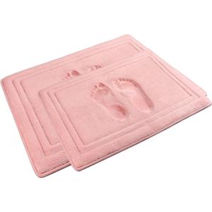 Pink Bathroom Rug Set of 2 Memory Foam Bath Mat Set Non Slip Washable Floor Mats Soft Absorbent Plush Microfiber Shower Tub Bathrug Blsh