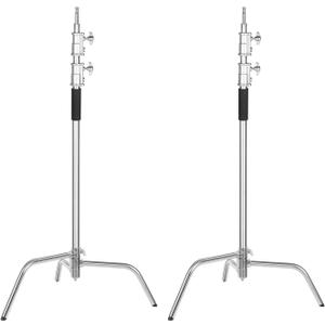 Soonpho 2 Packs Heavy Duty C-Stand Kit,Stainless Steel Photography Light Stand Base,Adjustable 5-10.8 feet Sturdy Tripod for Studio Softbox, Monolights, Reflector, Umbrella