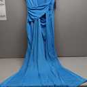 Yuopeid Women's Sexy Sleeveless Deep V Neck Fashion Ruched Bodycon Floor Length Formal Evening Party Maxi Long Dress (Blue) M
