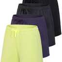 Real Essentials 2 Pack: Womens Athletic Dry-Fit Lounge Shorts with Zipper Pockets L